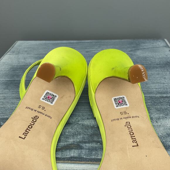 NEW Larroudé Women’s Annie Slingback Stiletto Sandals Yellow Size 6.5 - Picture 9 of 10
